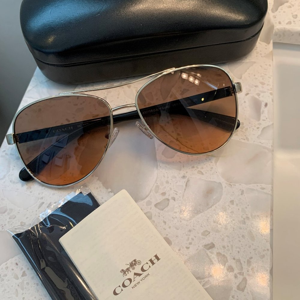 Brand New Coach Horse and Carriage Aviators - Light Gold Black